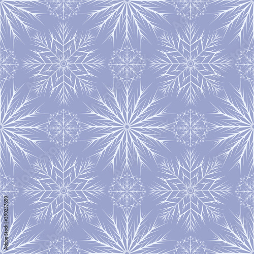 Seamless pattern with snowflakes. Winter endless background with fragile different crystals.Christmas and New Year festive decor.Vector illustration