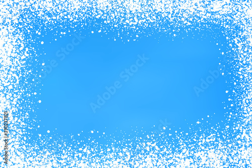 Blue background with snow. Festive backdrop for a Christmas and New Year festive decor. Vector illustration
