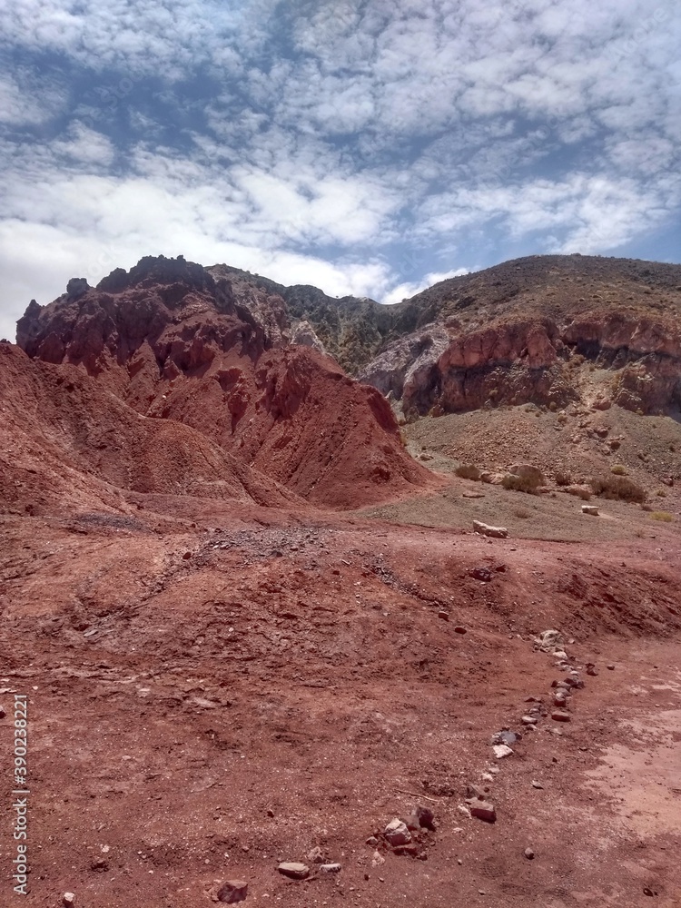 Yerbas Buenas, Valle del Arcoiris - Rainbow Valley, San Pedro de Atacama, Chile. Beautiful and colorful mountains in the Atacama desert, one of the driest places in the world. 