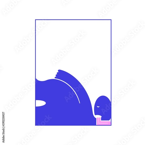 Tired, fallen, resting man with his tongue out.