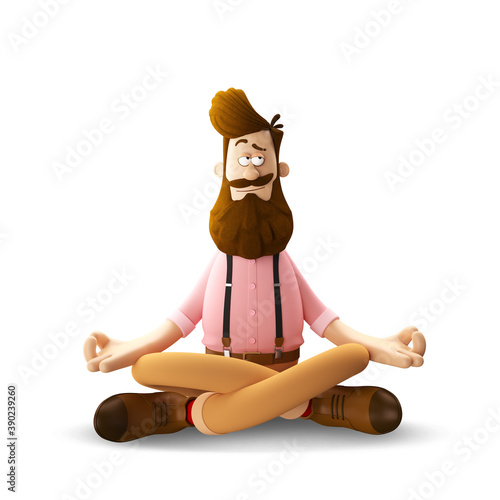 3d illustration of young funny hipster man isolated