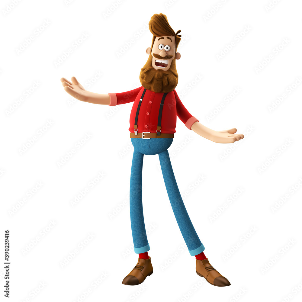 3d illustration of young funny hipster man isolated 3d illustration of young funny hipster man isolated