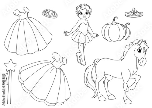 Cute Princess  Accessories Coloring Book Page