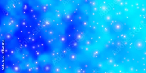 Light BLUE vector background with colorful stars.