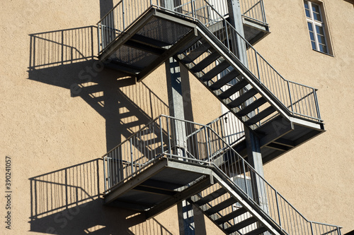 Emergency stairs from a building in Berlin, Germany, 2019