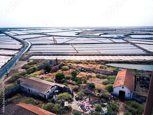 Aerial view of salt production ponds in Mediterranean photo