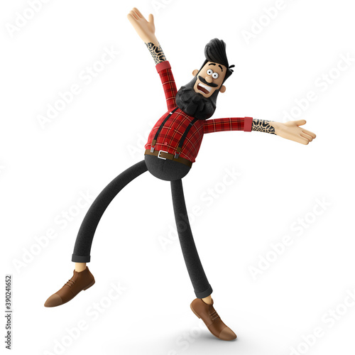 3d illustration of young hipster man isolated