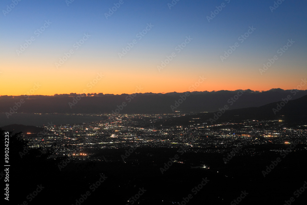 沼津市街地の日没夕景