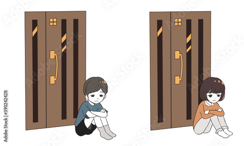 家を閉め出される子供