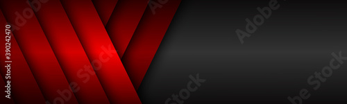 Modern bright red vector header. Vibrant overlap stripes with blank space for your logo. Abstract oblique lines vector illustration