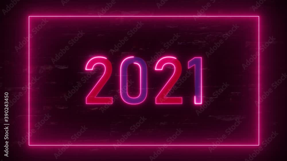 in led frame. 2021. new year. Neon light and flashing led lights abstract background 4K video. in led frame. 2021. new year. Neon light and flashing led lights abstract background 4K video.