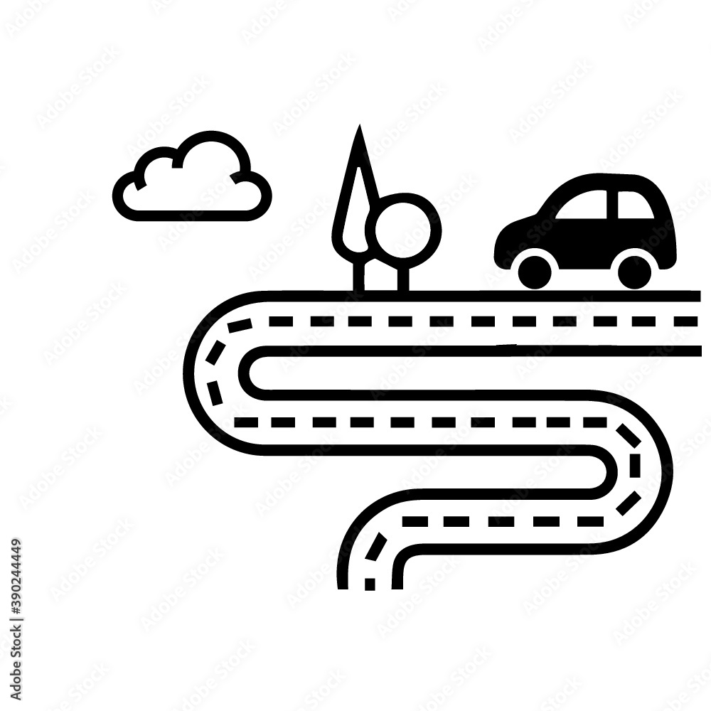 Car on the road icon Car on the road icon