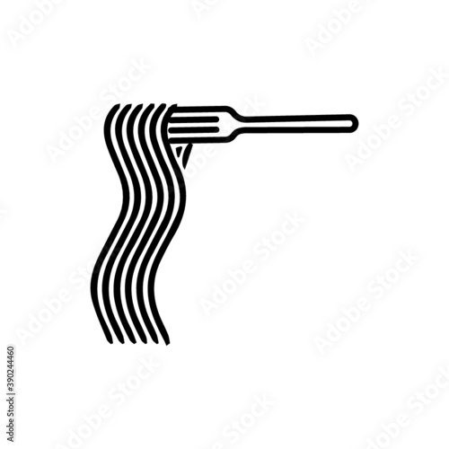 Logo Italian Restaurant, Pasta spaghetti into fork, menu poster, vector illustration