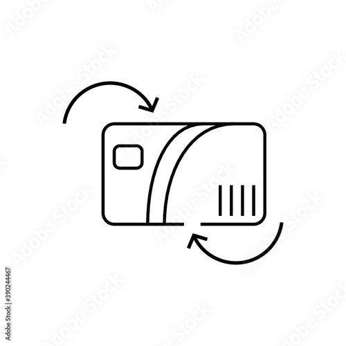 Abstract illustration concept of direct payments, credit card and online money transfer. Premium quality unique graphic design with modern line icon symbol and colored geometric shapes on background.