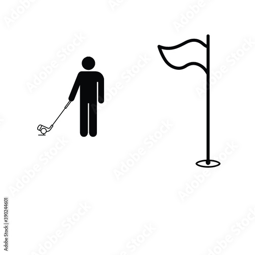 Golf flag icon. Flat vector illustration in black on white background