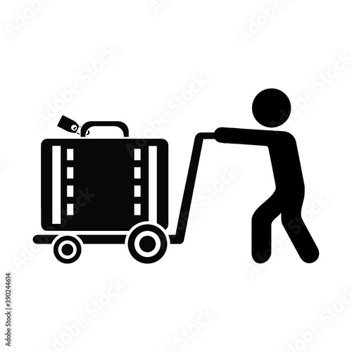 Passenger Pulling Rolling Bag Icon