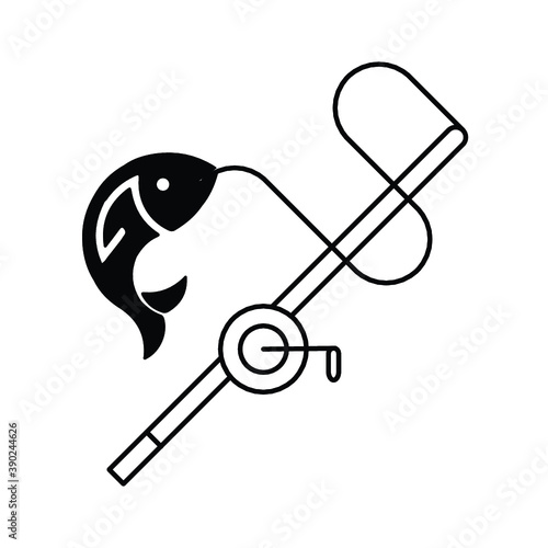 clip art black fishing on white background