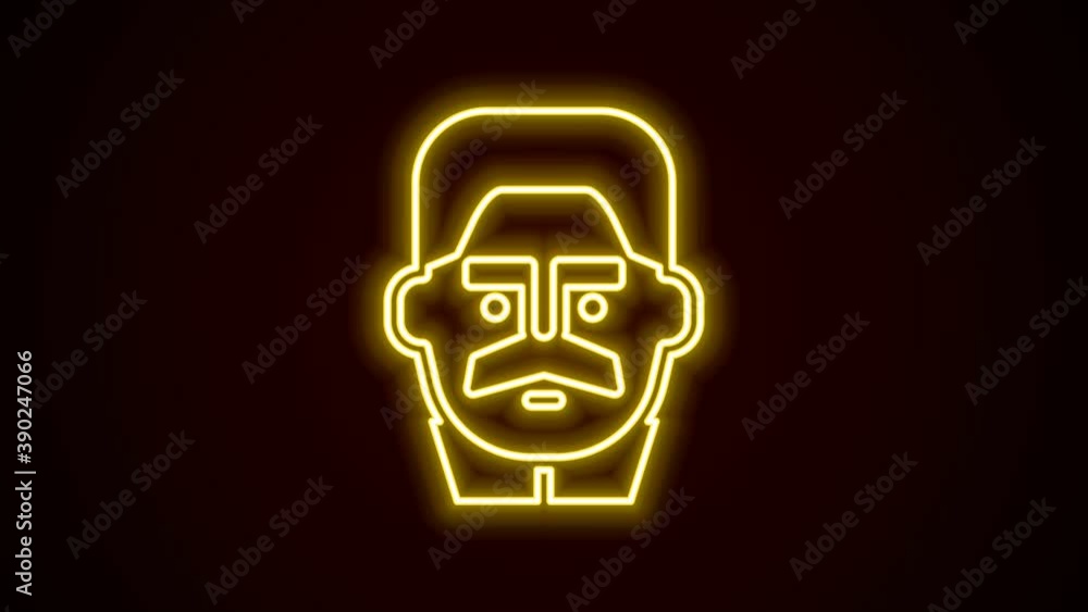 Glowing neon line Portrait of Joseph Stalin icon isolated on black background. 4K Video motion graphic animation Glowing neon line Portrait of Joseph Stalin icon isolated on black background. 4K Video motion graphic animation