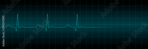 Vector cardiogram or pulse on a dark background. heartbeat electrocardiogram. Vector illustration