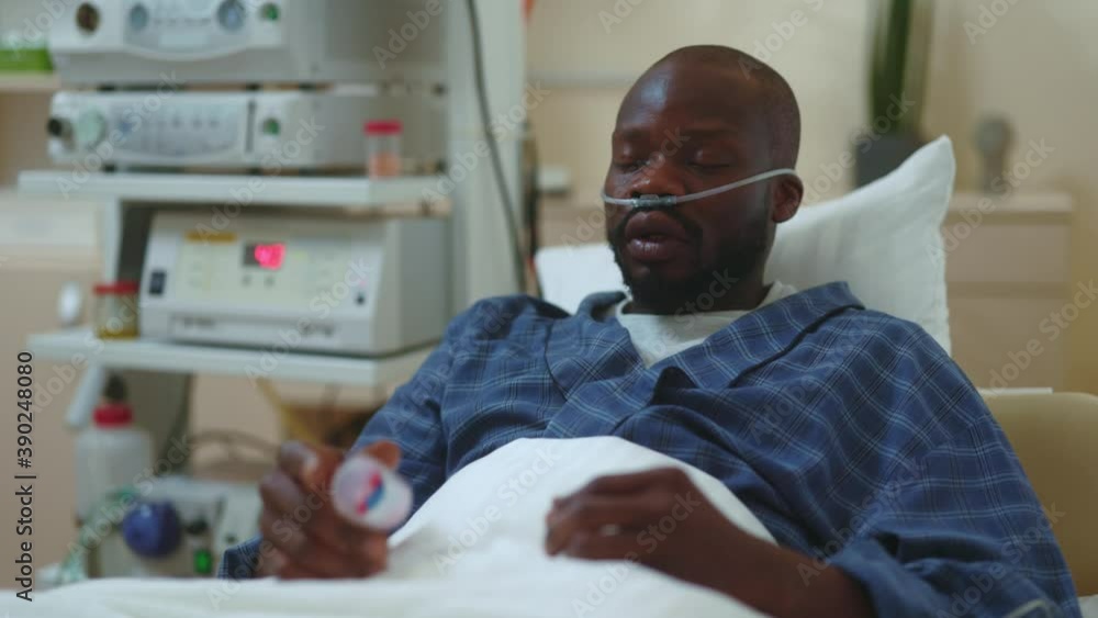 African american patient suffering terrible pain taking wrong medicine