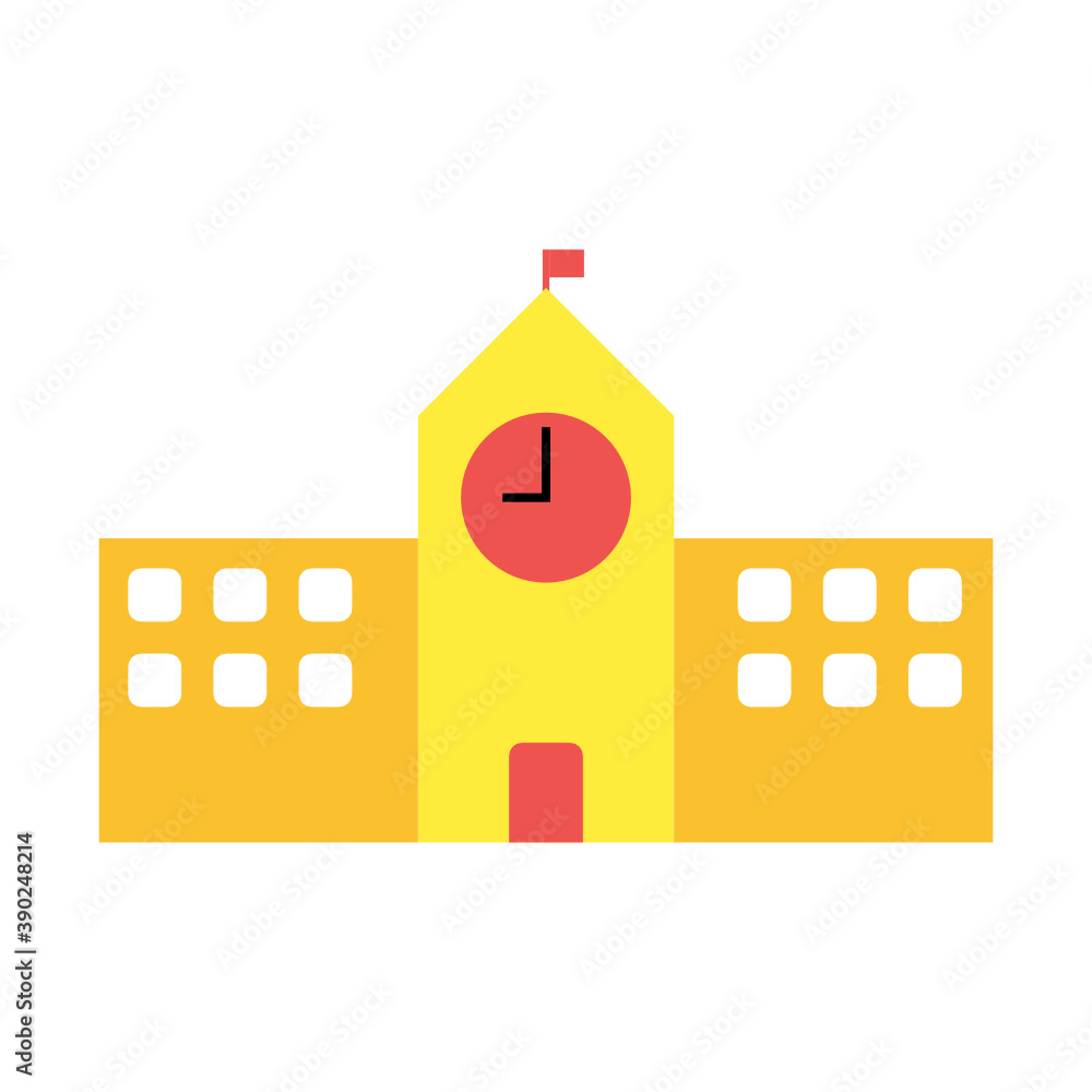 Fototapeta premium school building flat icon vector illustration