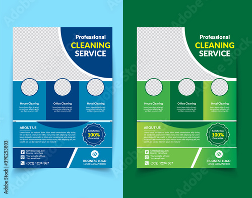 Cleaning service flyer design, Flyer poster design for cleaning service, Vector and editable flyer design