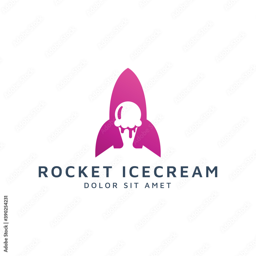 rocket and ice cream negative space logo design rocket and ice cream negative space logo design
