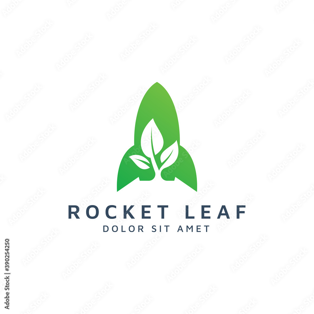rocket and leaf negative space logo design rocket and leaf negative space logo design