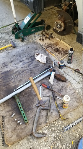 car tools on wood
