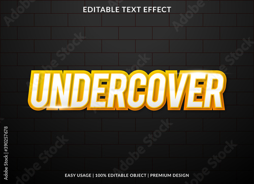 undercover text effect template design with bold font style and 3d concept use for brand and business logo