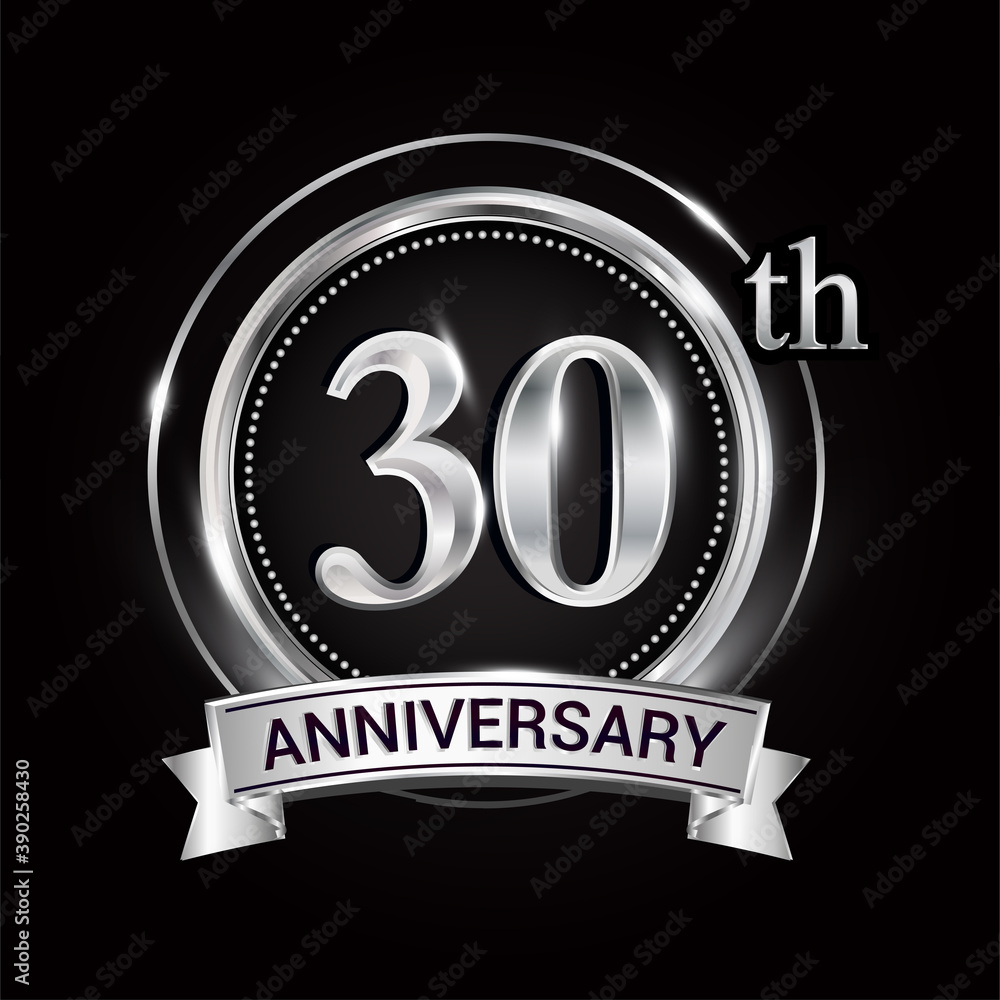 30th silver anniversary logo with ribbon and ring 30th silver anniversary logo with ribbon and ring