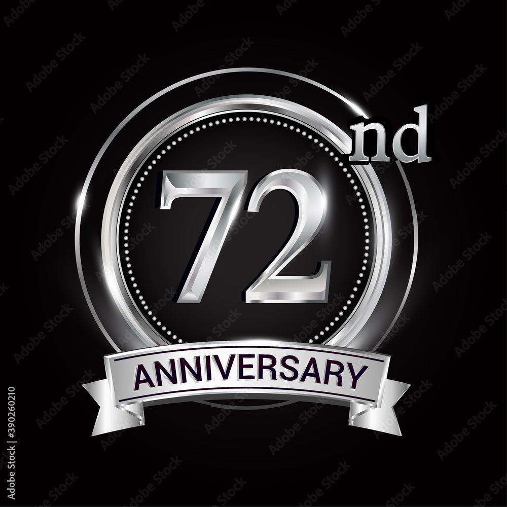 72nd silver anniversary logo with ribbon and ring 72nd silver anniversary logo with ribbon and ring