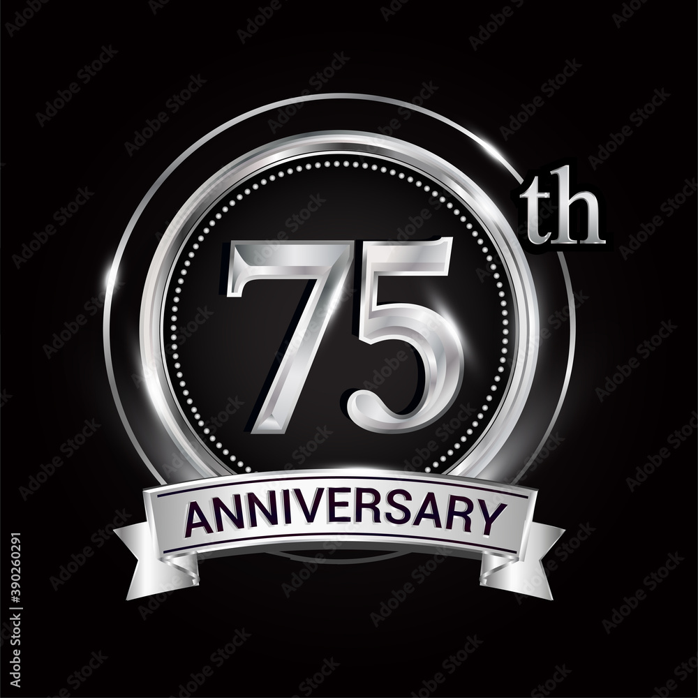 75th silver anniversary logo with ribbon and ring 75th silver anniversary logo with ribbon and ring