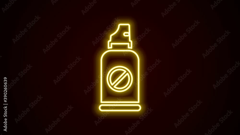 Glowing neon line Spray against insects icon isolated on black background. 4K Video motion graphic animation Glowing neon line Spray against insects icon isolated on black background. 4K Video motion graphic animation