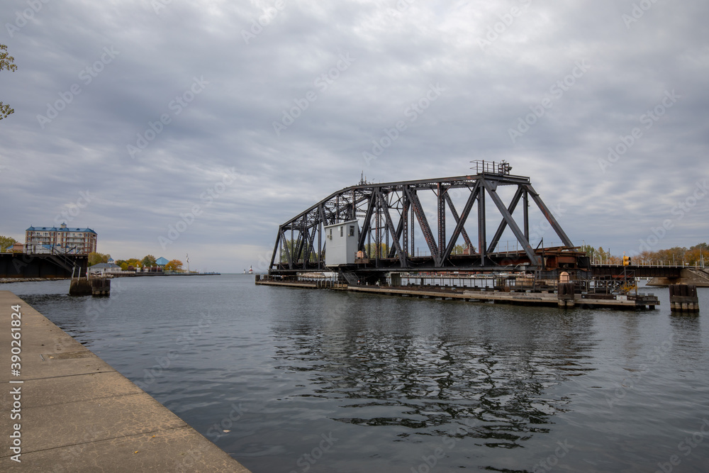 St Joseph Swing Bridge at St. Joseph river Michigan.