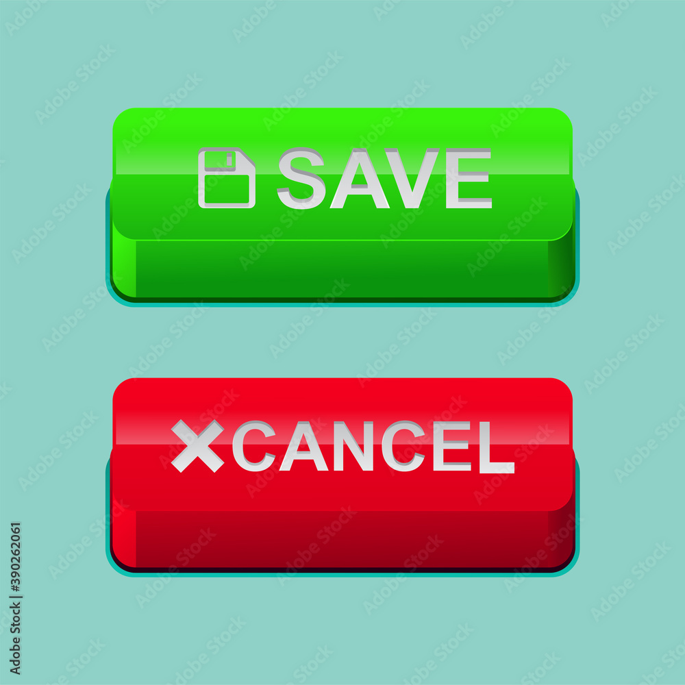 Button save and cancel isolated on background vector illustration. Button save and cancel isolated on background vector illustration.