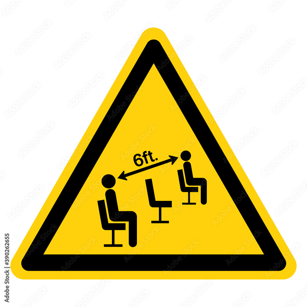 Warning Please Maintain Social Distancing Whil Seated Symbol, Vector Illustration, Isolated On White Background Label. EPS10 Warning Please Maintain Social Distancing Whil Seated Symbol, Vector Illustration, Isolated On White Background Label. EPS10