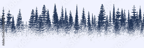 Obraz na płótnie Vector sketch, banner. Forest, imitation of a pencil drawing.
