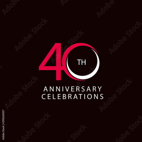 40 Th Anniversary Celebration Retro Vector Template Design Illustration