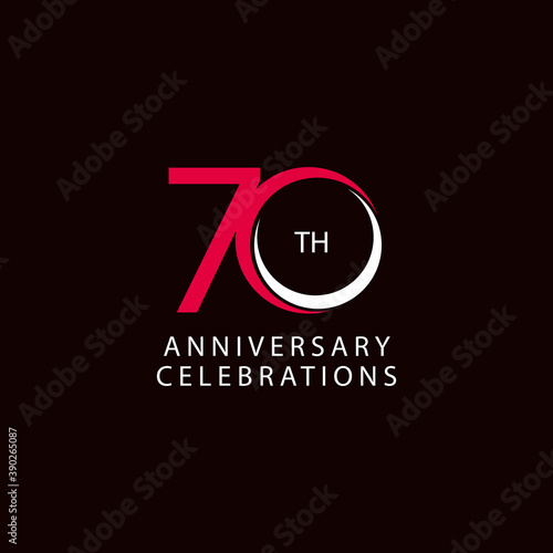 70 Th Anniversary Celebration Retro Vector Template Design Illustration