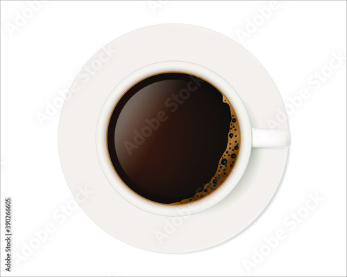 coffee cup top view on a white background.