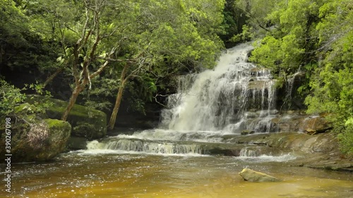 close shot of the upper section of somersby falls near gosford on the nsw central coast of australia photo