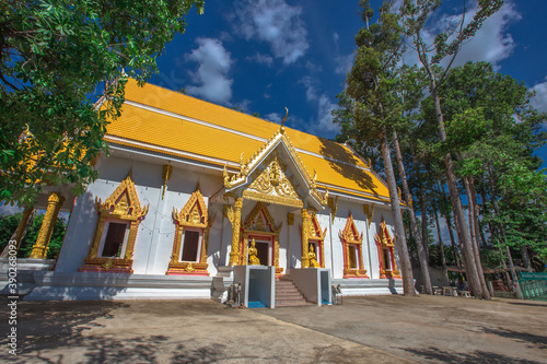 Wat Mani Wanaram-UbonRatchathani:June 21 2020, atmosphere inside the religious tourist attraction,tourists come to make merit and see the sculpture in the temple inNai Mueang,Thailand photo