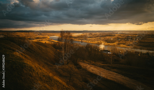 sunset over the river