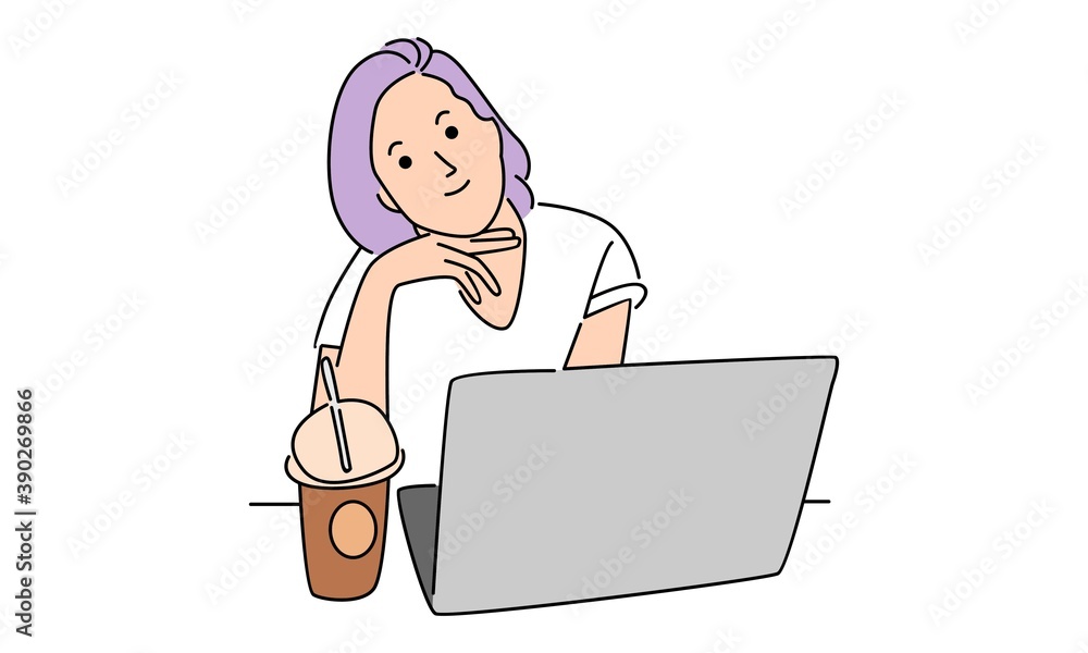 Woman sitting on the chair and working with laptop Woman sitting on the chair and working with laptop