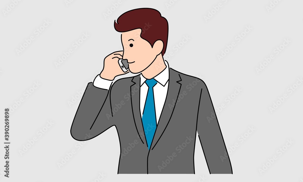 Businessman using mobile phone to talk, talking on phone