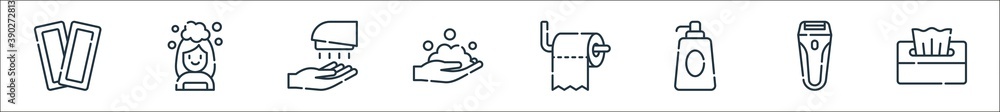 hygiene routine line icons. linear set. quality vector line set such as ...