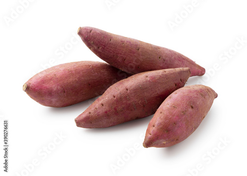Sweet potatoes on a white background
