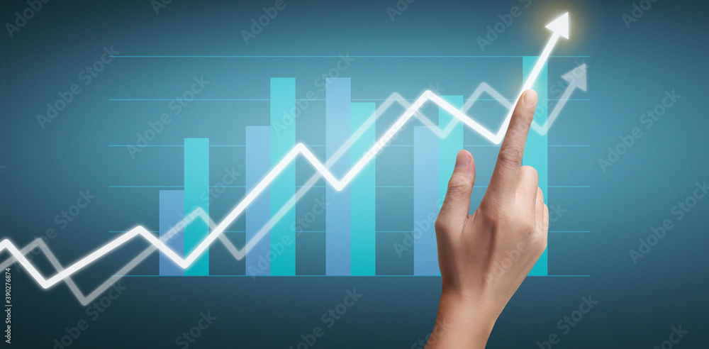 Hand touching a graphs of financial indicator accounting market economy analysis chart Hand touching a graphs of financial indicator accounting market economy analysis chart