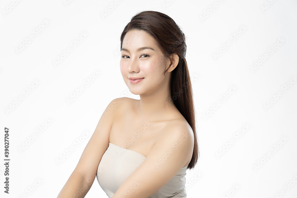 Beautiful young asian woman with clean fresh skin on white background, Face care, Facial treatment, Cosmetology, beauty and spa, Asian women portrait Beautiful young asian woman with clean fresh skin on white background, Face care, Facial treatment, Cosmetology, beauty and spa, Asian women portrait